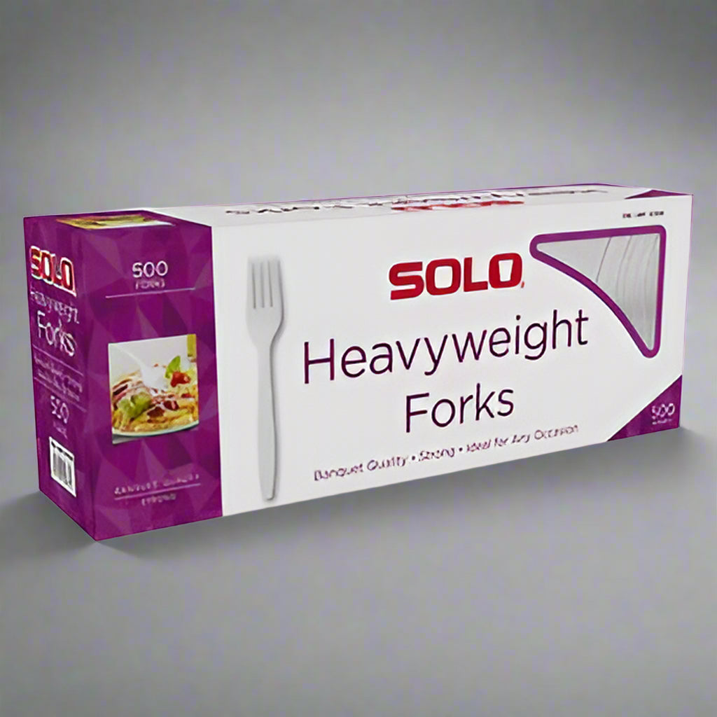 Solo Heavyweight Plastic Fork, White, 500-count