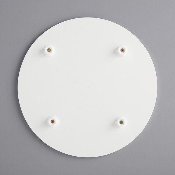 12" White Circular Melamine-Coated Wood Cake Board with Feet