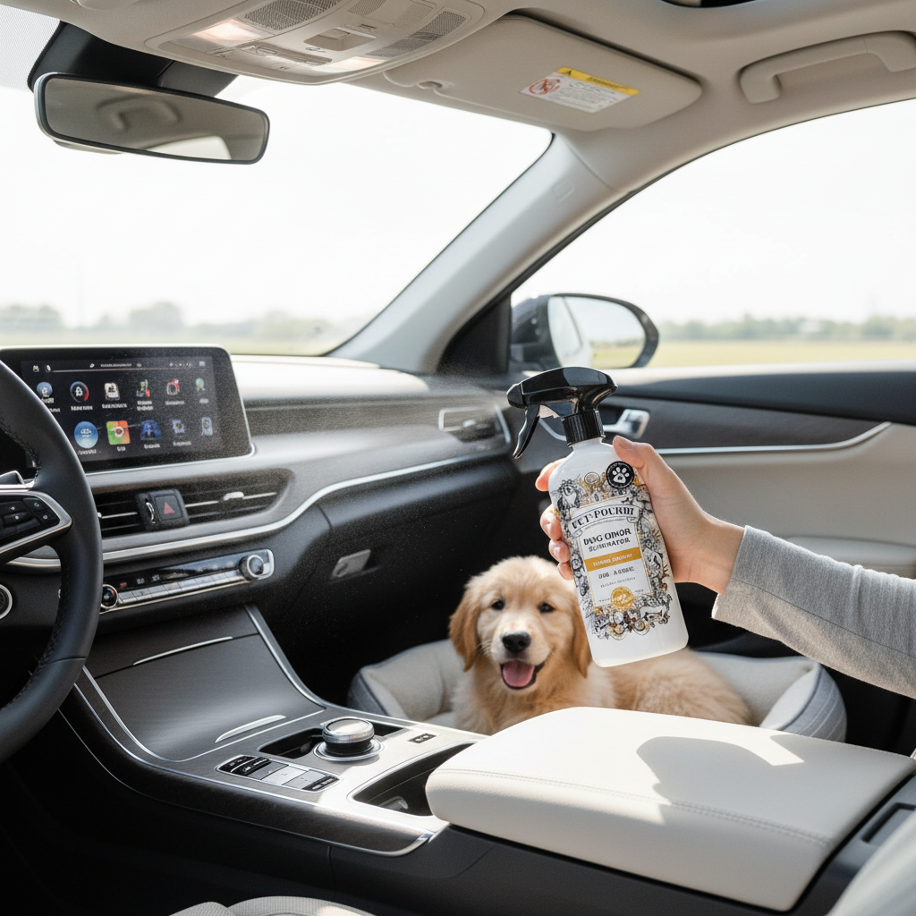 Car interior with dog