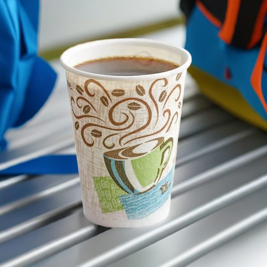 Dixie PerfecTouch Insulated Paper Cup, 12oz Cups and Lids Bundle 100 ct