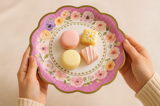 Social media style hands holding plate