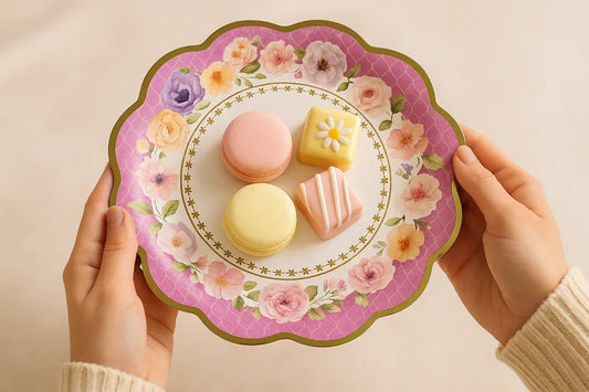 Social media style hands holding plate