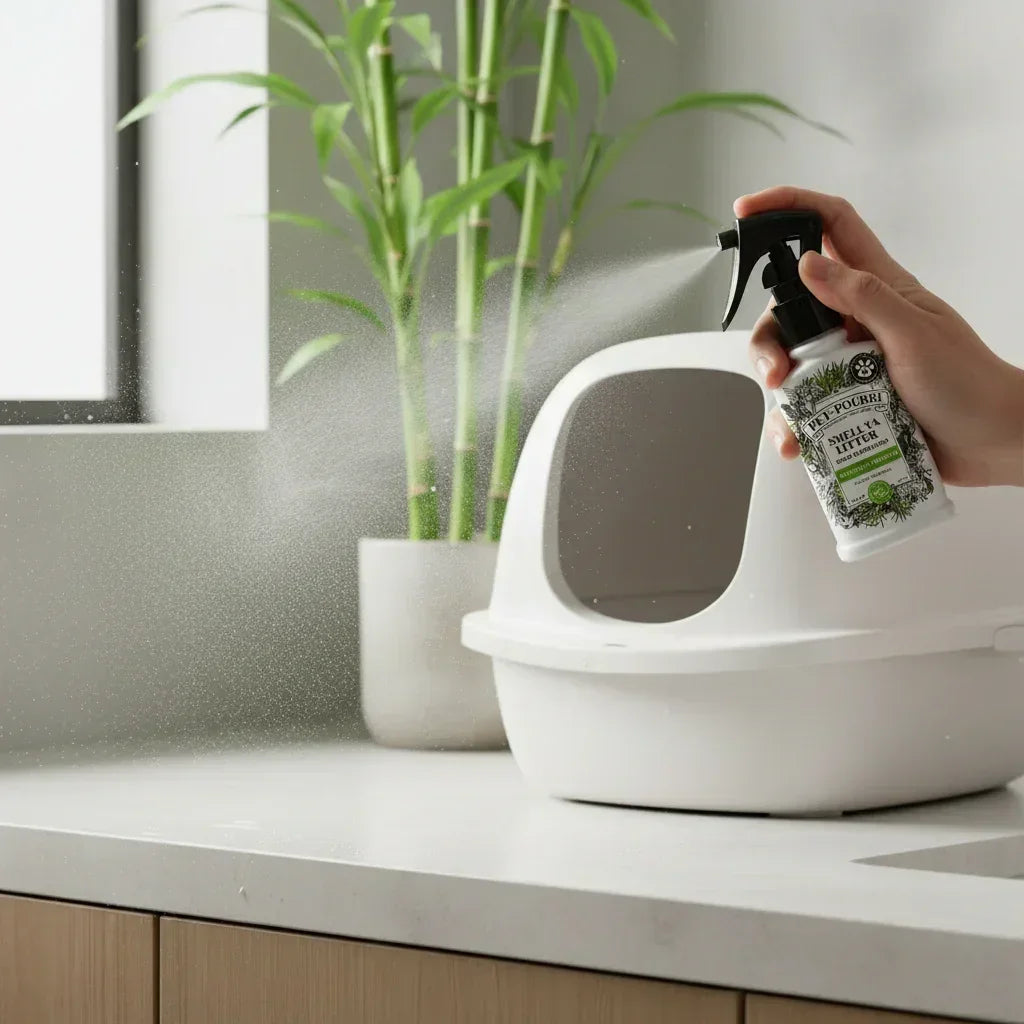 Spray toward litter box