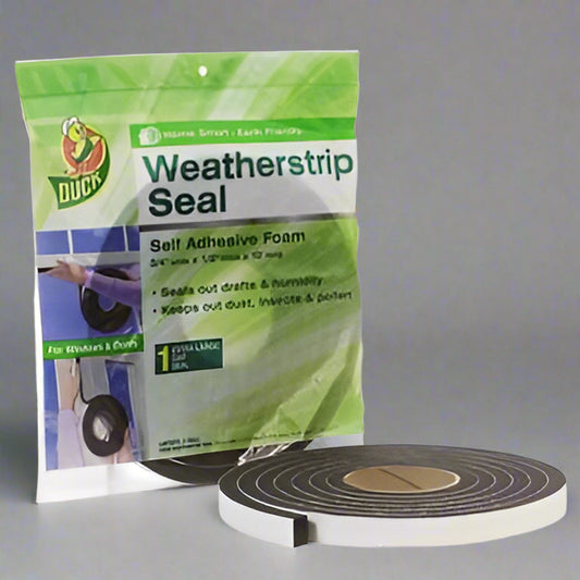 Duck Brand Weatherstrip Seal - Self Adhesive Foam Tape 3/4" x 1/2" x 10' for Doors & Windows