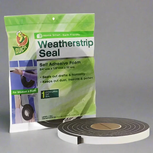Duck brand weatherstrip seal with self-adhesive foam tape roll for doors and windows