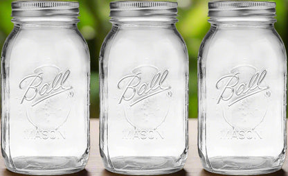 Ball Mason Jar 32 oz. Clear Glass Wide Mouth pack of 3
