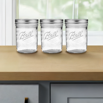 Ball Mason Jar 16 oz. Clear Glass Wide Mouth pack of 3