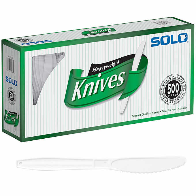 Solo Heavyweight Plastic Knife, White, 500-count