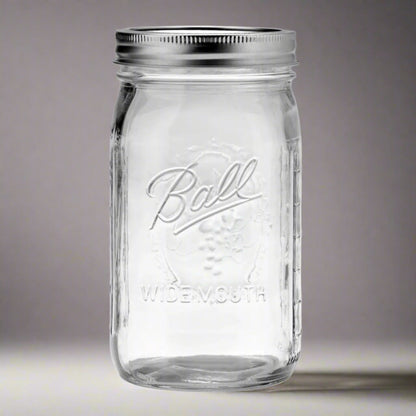 Ball Mason Jar 32 oz. Clear Glass Wide Mouth pack of 3