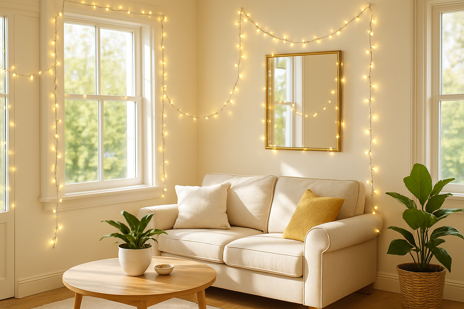 Bright living room with natural daylight