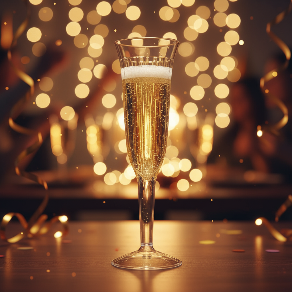 Champagne flute at festive party