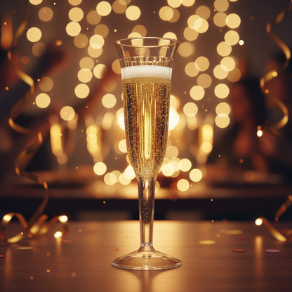 Champagne flute at festive party