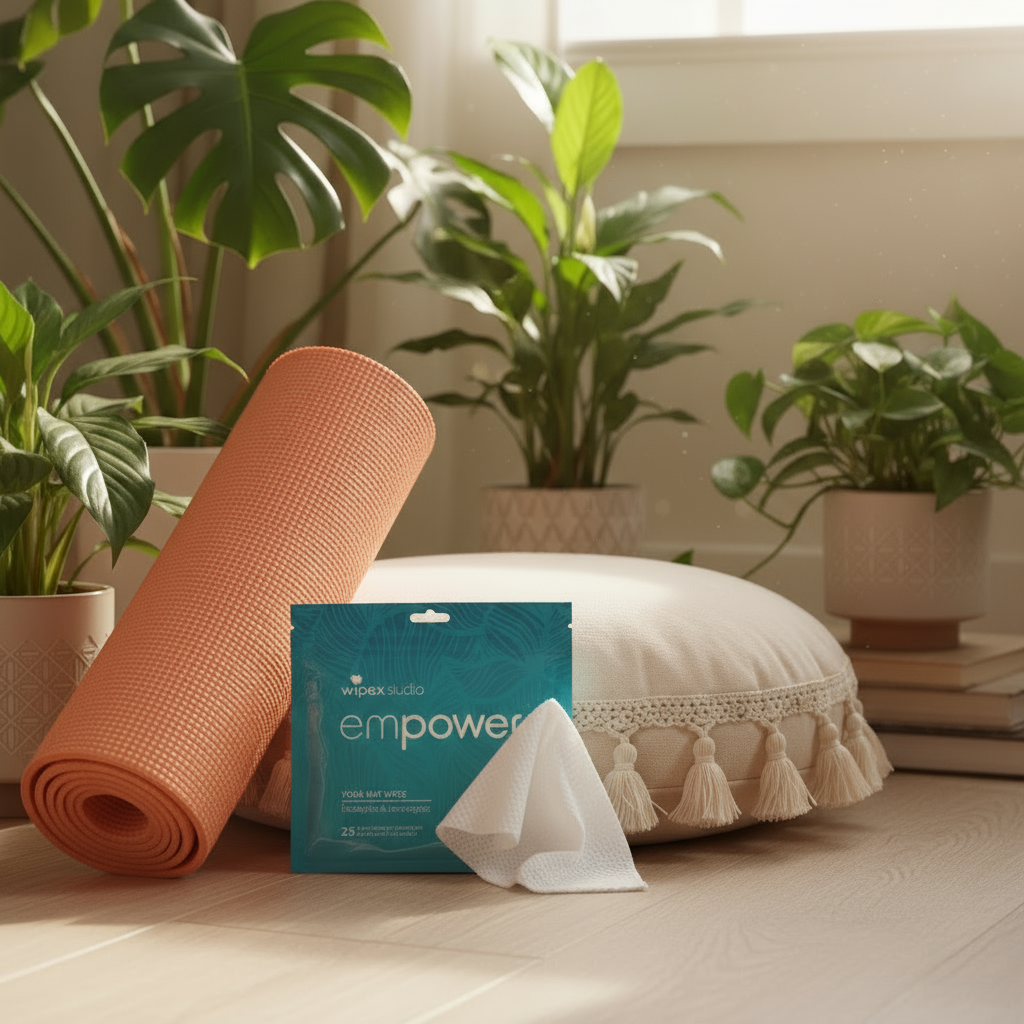 Coral orange mat - Home yoga space