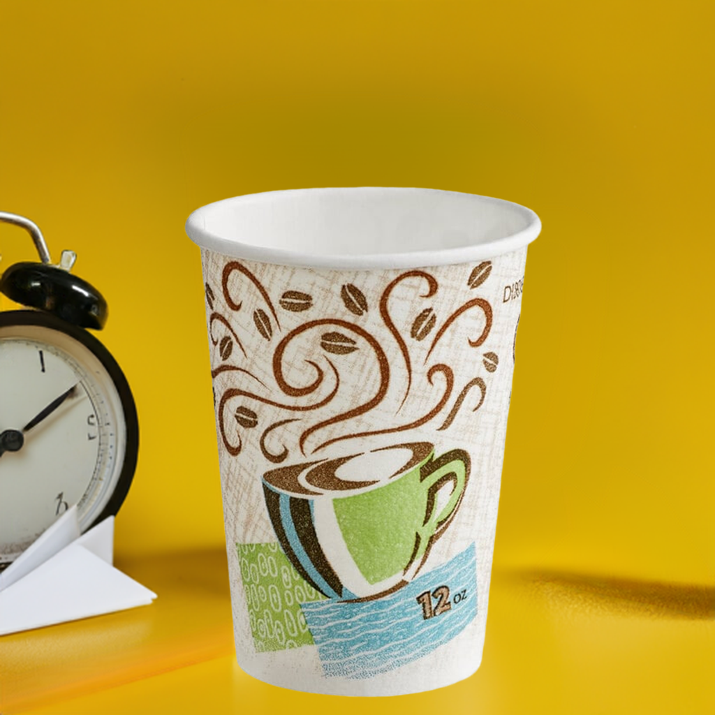 Dixie PerfecTouch Insulated Paper Cup, 12oz Cups and Lids Bundle 100 ct