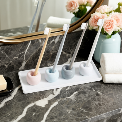 Blue Ceramic Toothbrush Holder | Minimalist Bathroom Decor