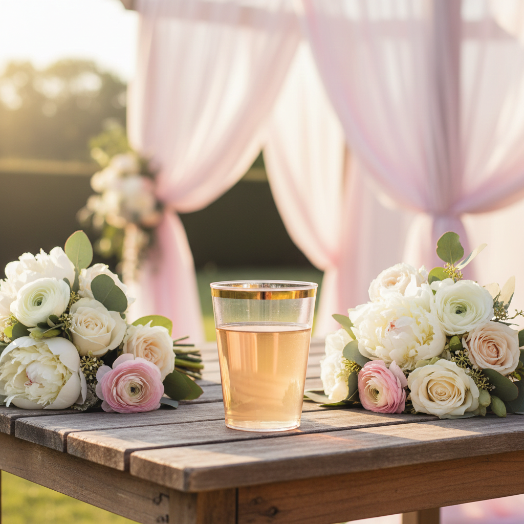 10oz Clear Gold Rim Plastic Square Tumblers 20 ct