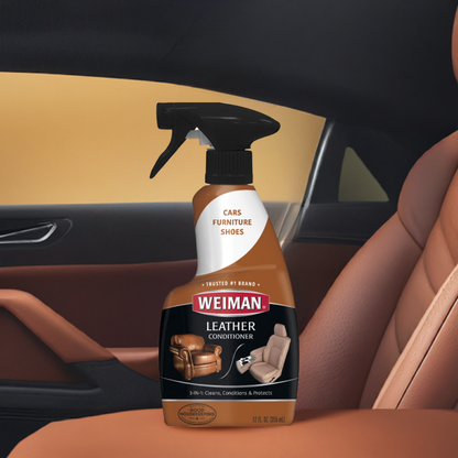 Weiman Leather Cleaner & Conditioner Spray  Bundle with Microfiber Cloth