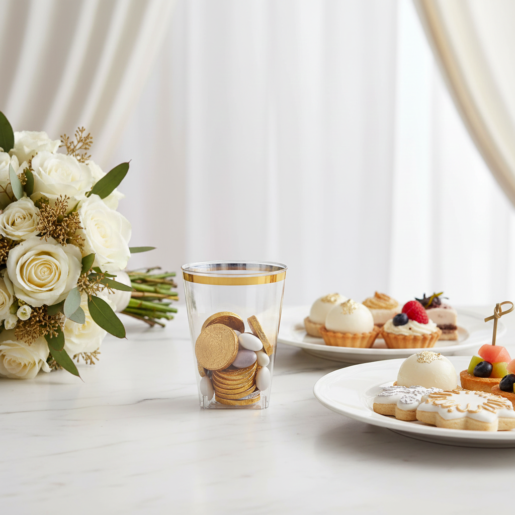 10oz Clear Gold Rim Plastic Square Tumblers 20 ct