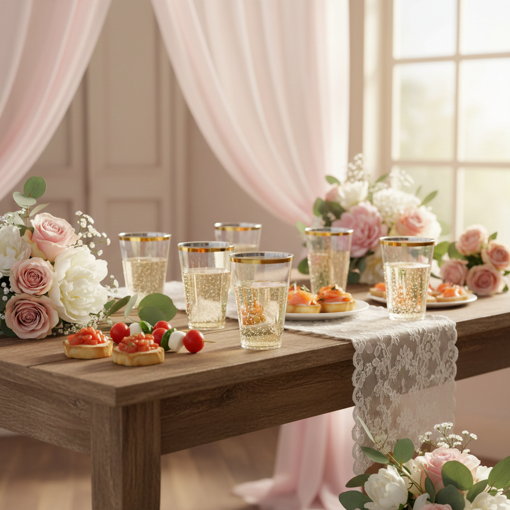 10oz Clear Gold Rim Plastic Square Tumblers 20 ct