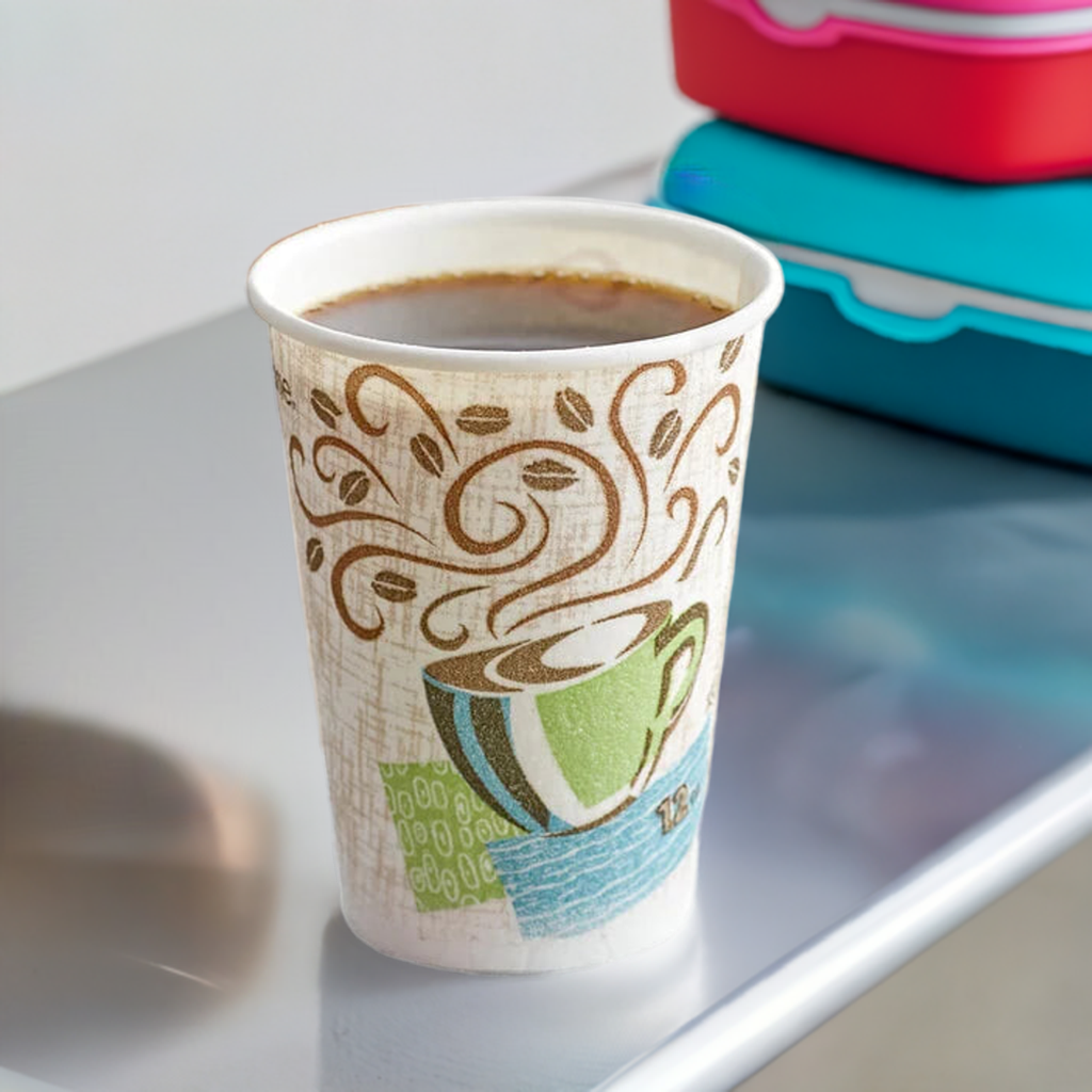 Dixie PerfecTouch Insulated Paper Cup, 12oz Cups and Lids Bundle 100 ct