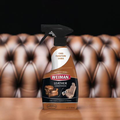 Weiman Leather Cleaner & Conditioner Spray  Bundle with Microfiber Cloth