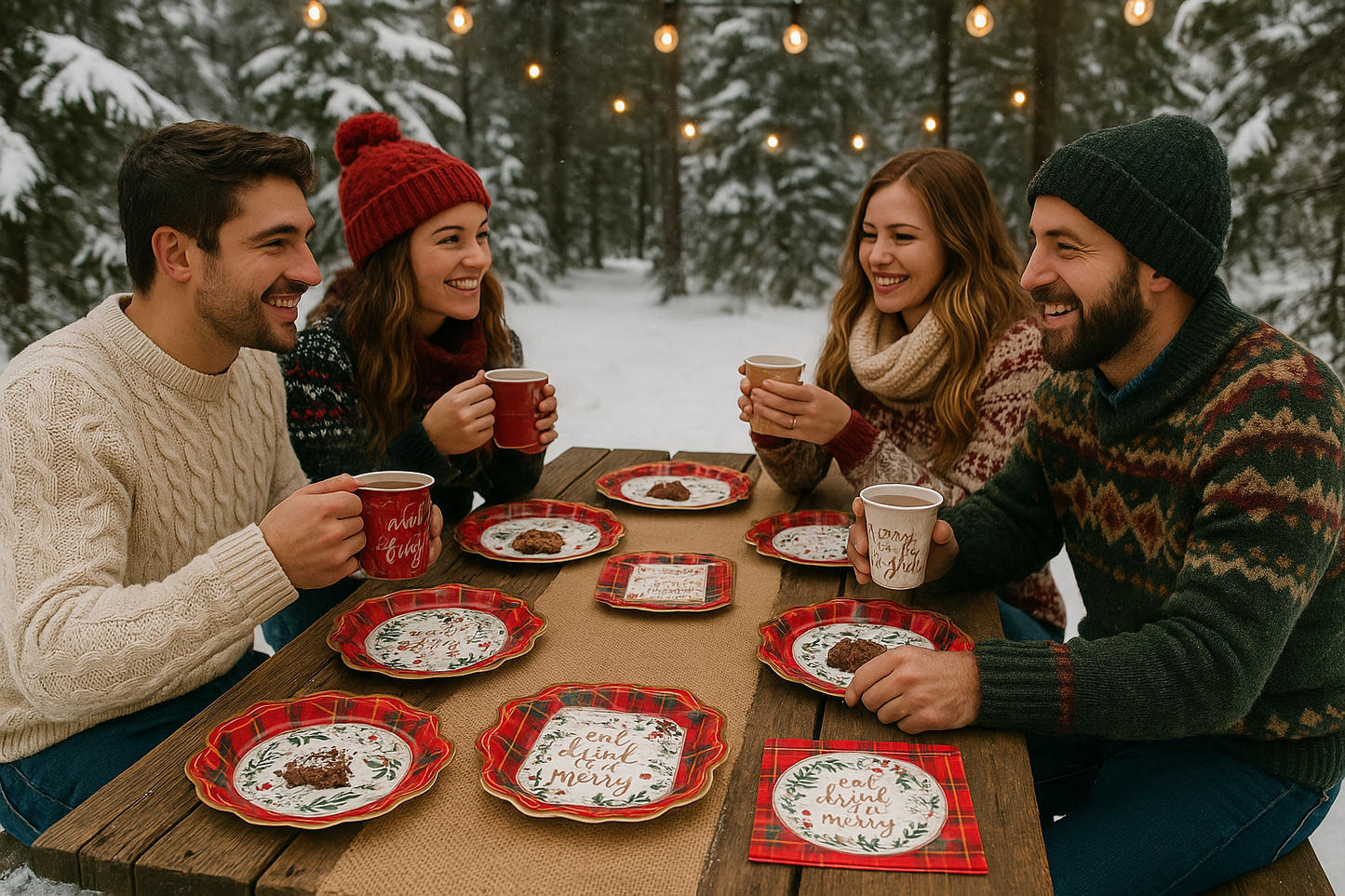 Festive outdoor Christmas gathering