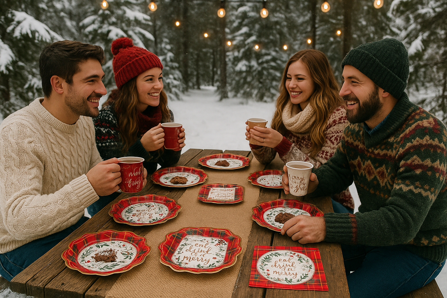 Festive outdoor Christmas gathering