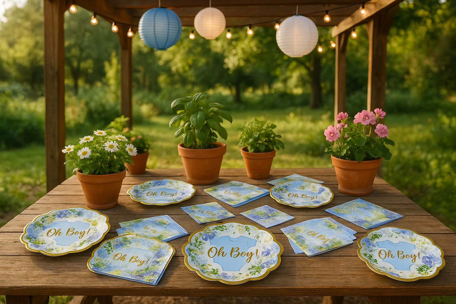 Garden baby shower with Oh Boy supplies
