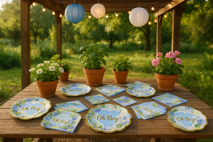 Garden baby shower with Oh Boy supplies