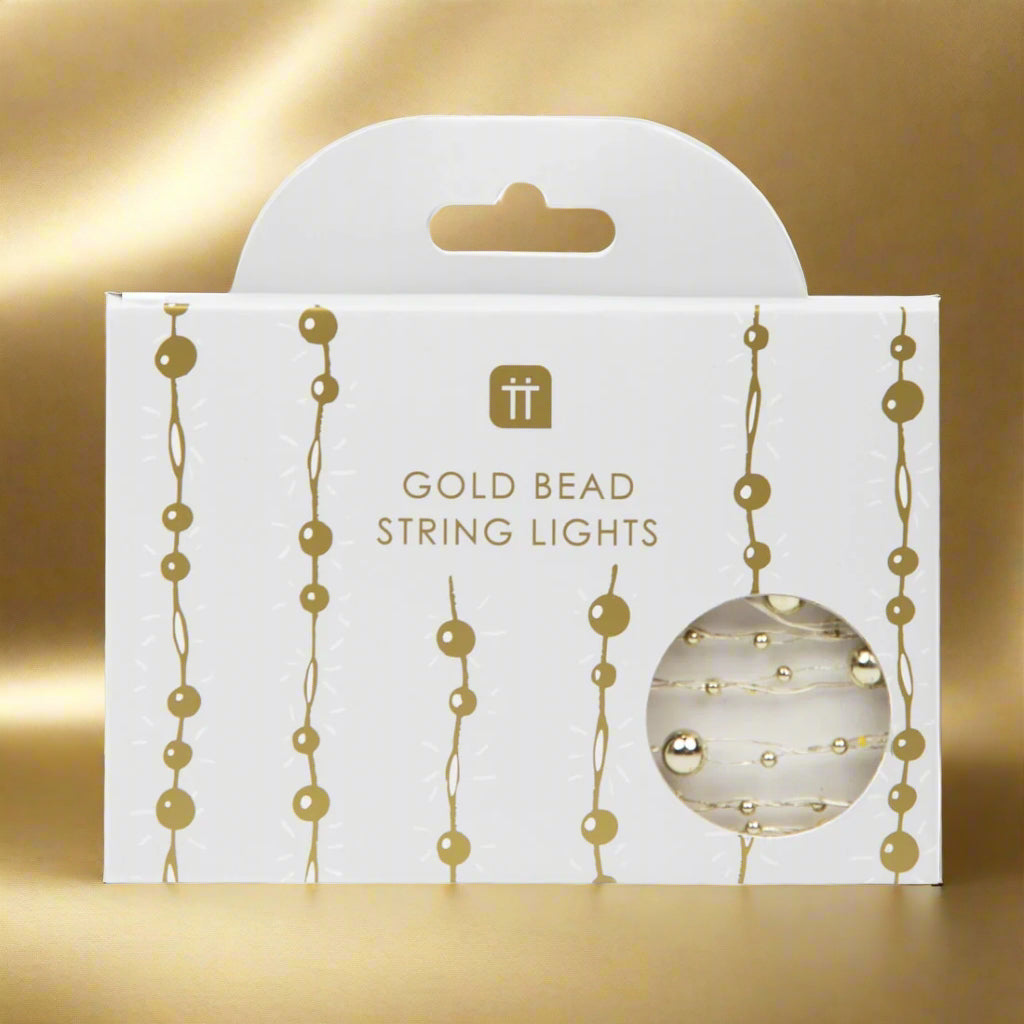 Gold Bead String Lights - Warm LED Fairy Lights for Home Decor