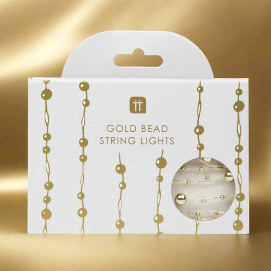 Gold Bead String Lights - Warm LED Fairy Lights for Home Decor