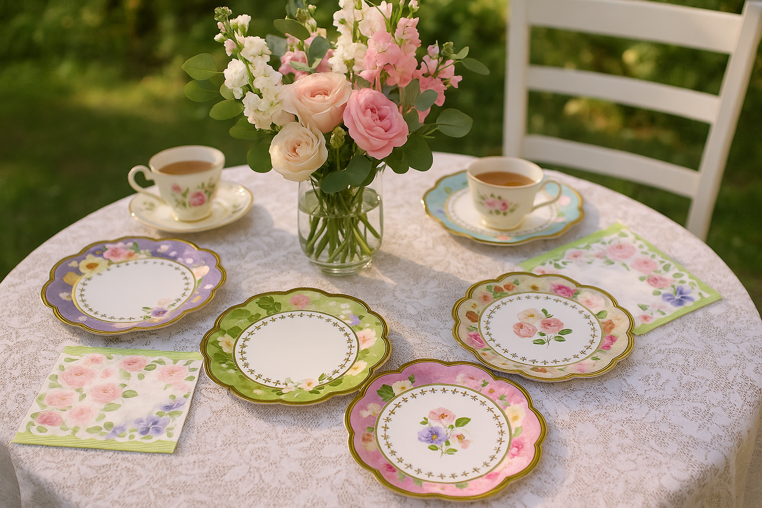 Lifestyle garden tea party scene