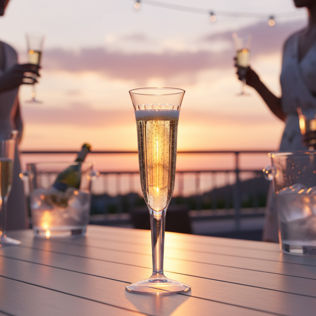 Outdoor terrace champagne setting