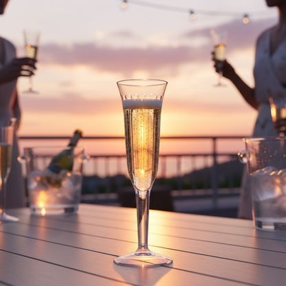 Outdoor terrace champagne setting