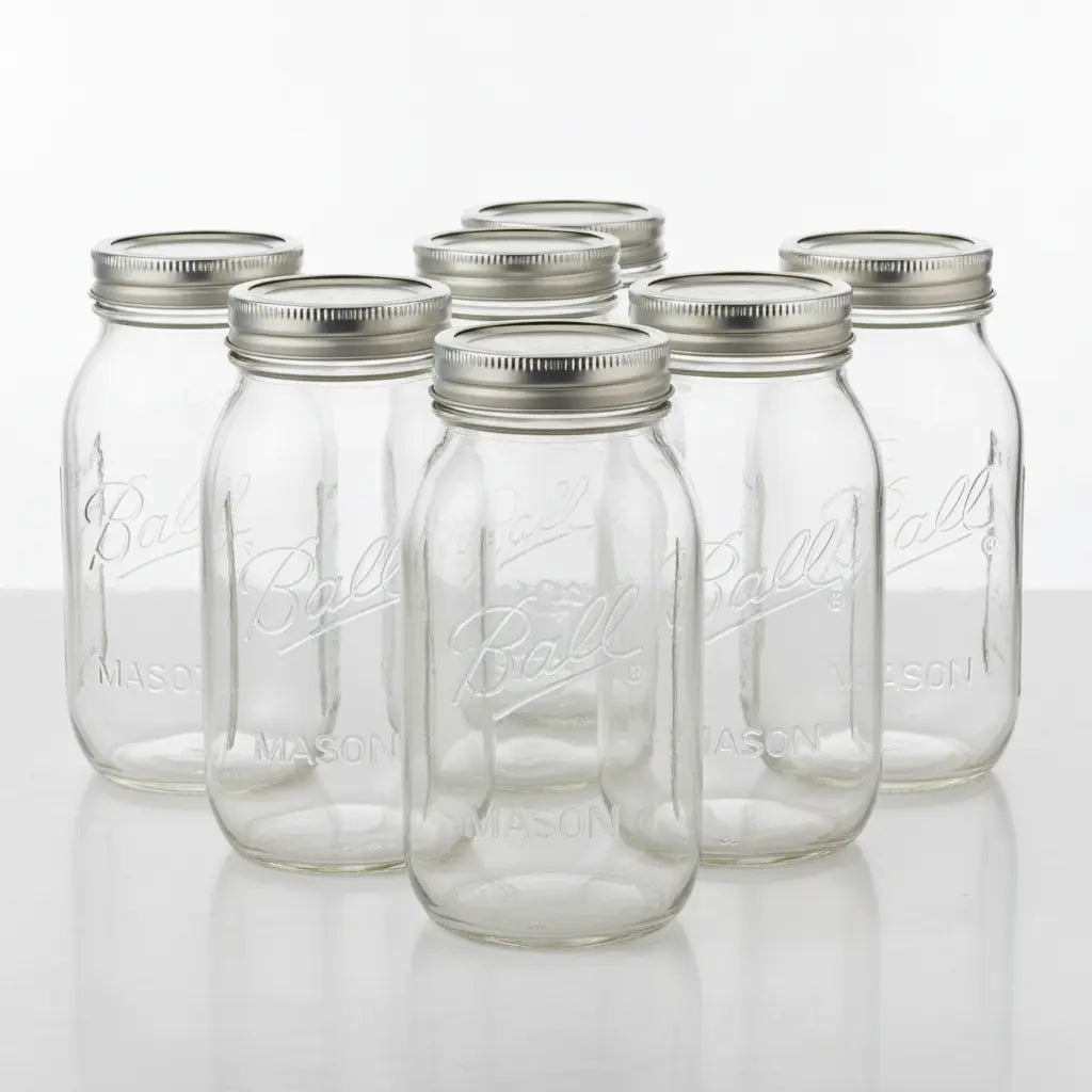 Ball Mason Jar 32 oz. Clear Glass Wide Mouth pack of 3