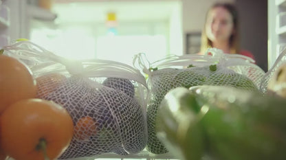 Reusable Mesh Produce Bags - Set of 6 (3 Sizes) for Shopping & Storage