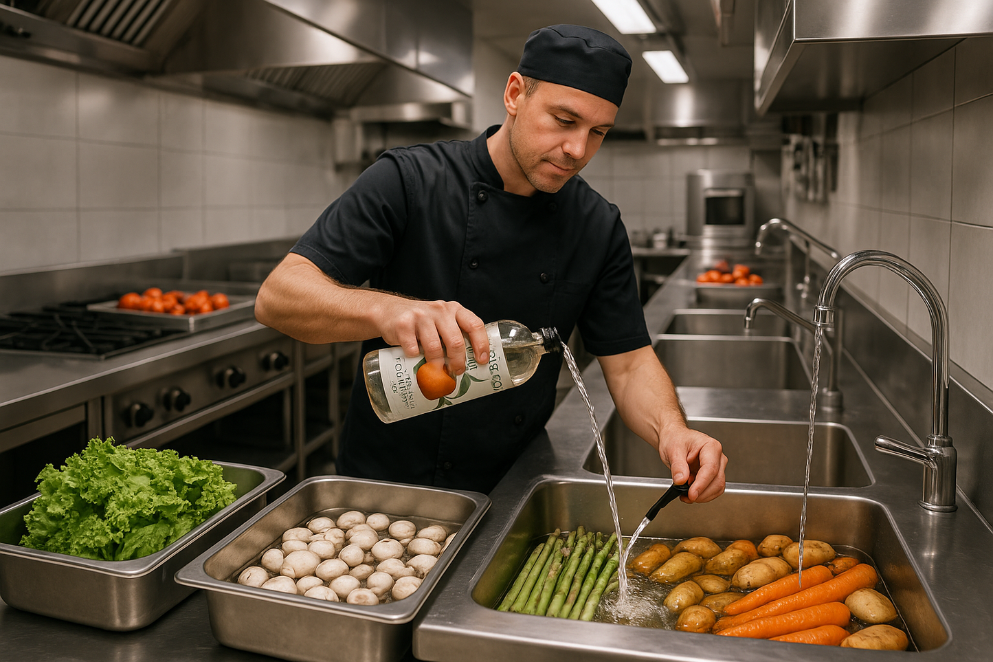Professional kitchen with commercial prep