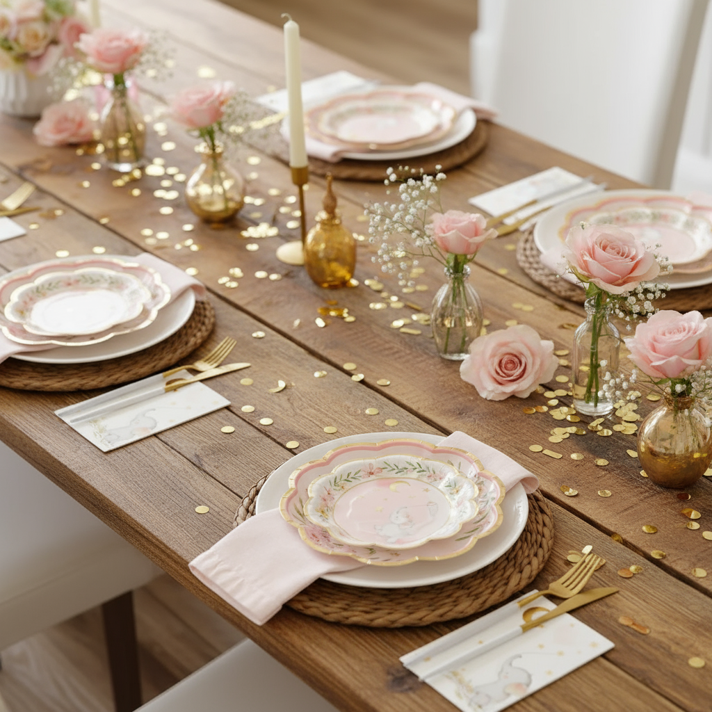 Rustic table with flowers