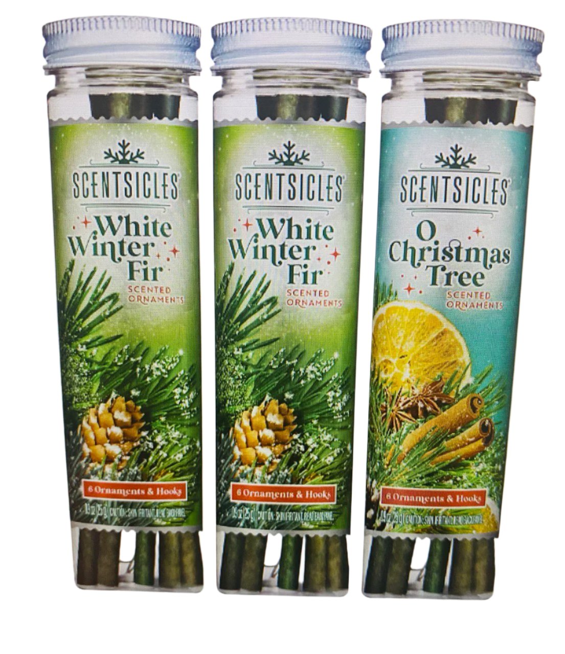 Scented Ornament Sticks 18 ct. 2 pk. White Winter Fir 1 pk. O Christmas Tree