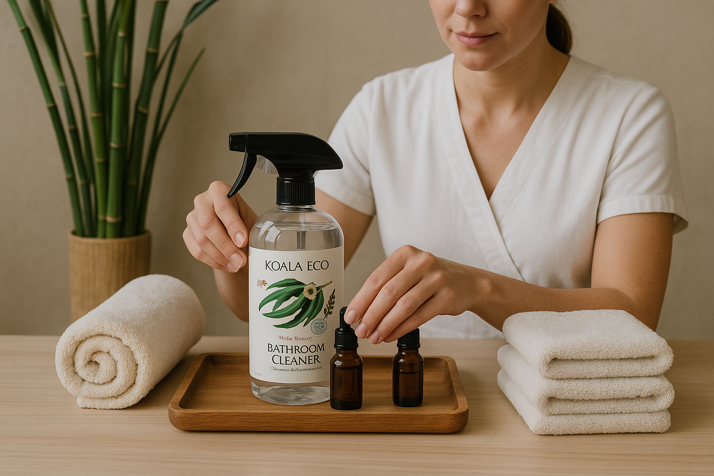 Spa professional with product