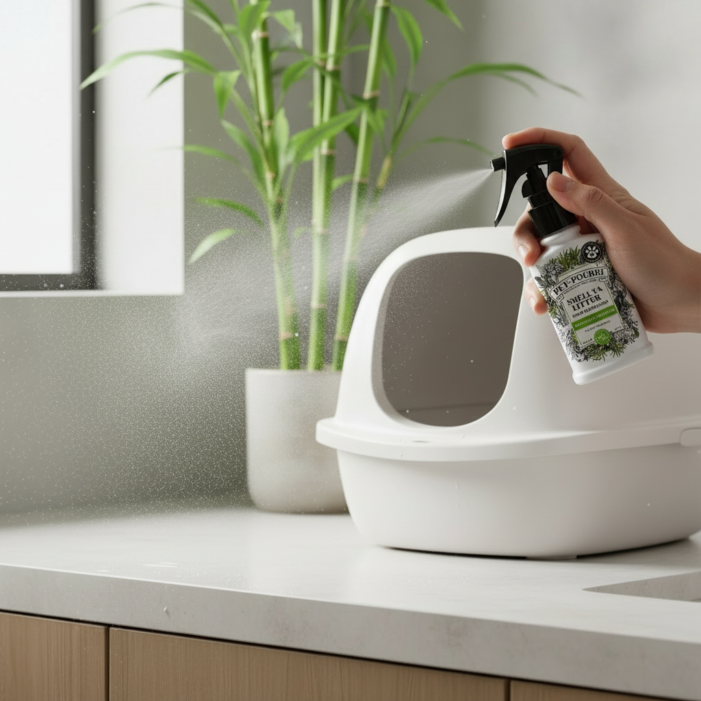 Spray toward litter box