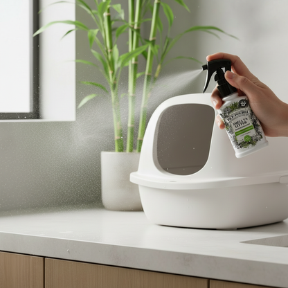 Spray toward litter box