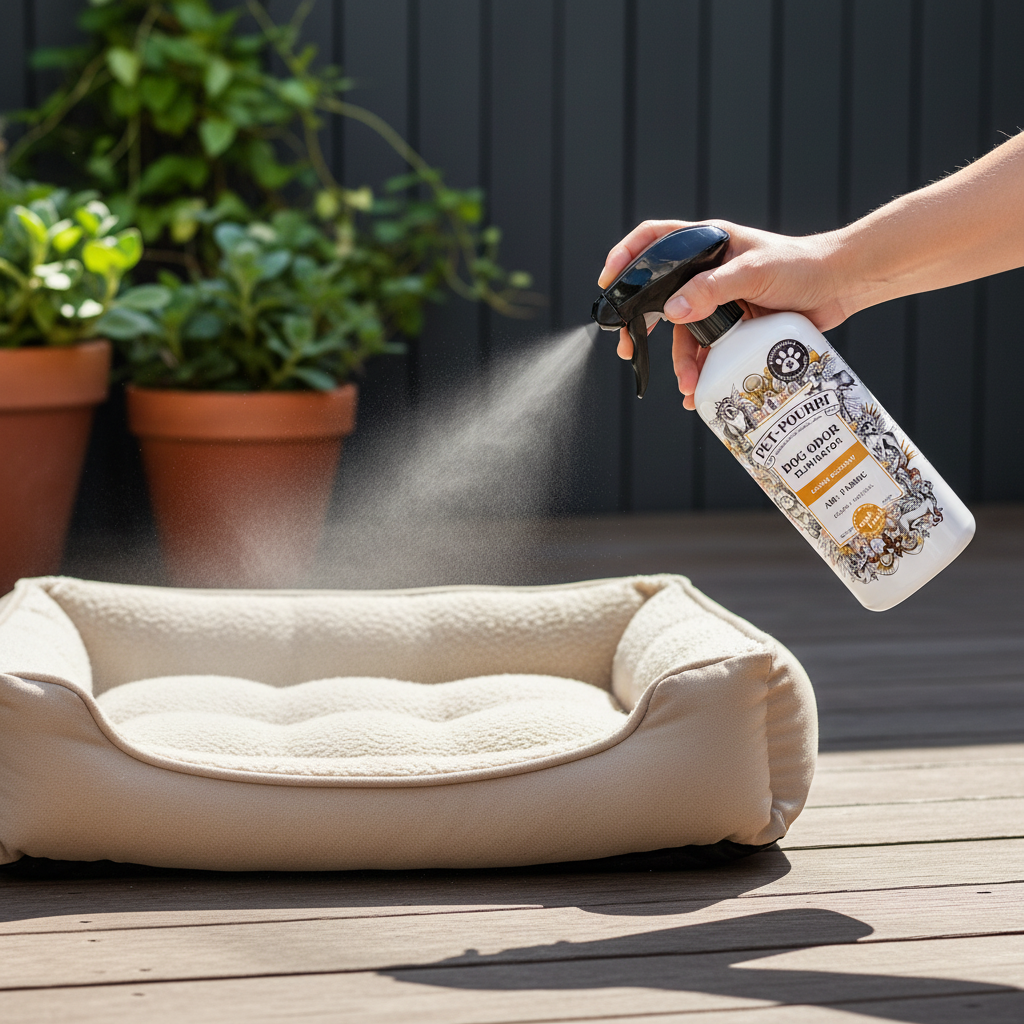 Spraying outdoor dog bed