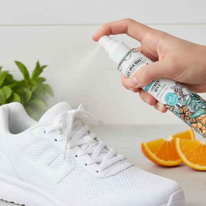 Spraying Sole~Pourri on sneakers