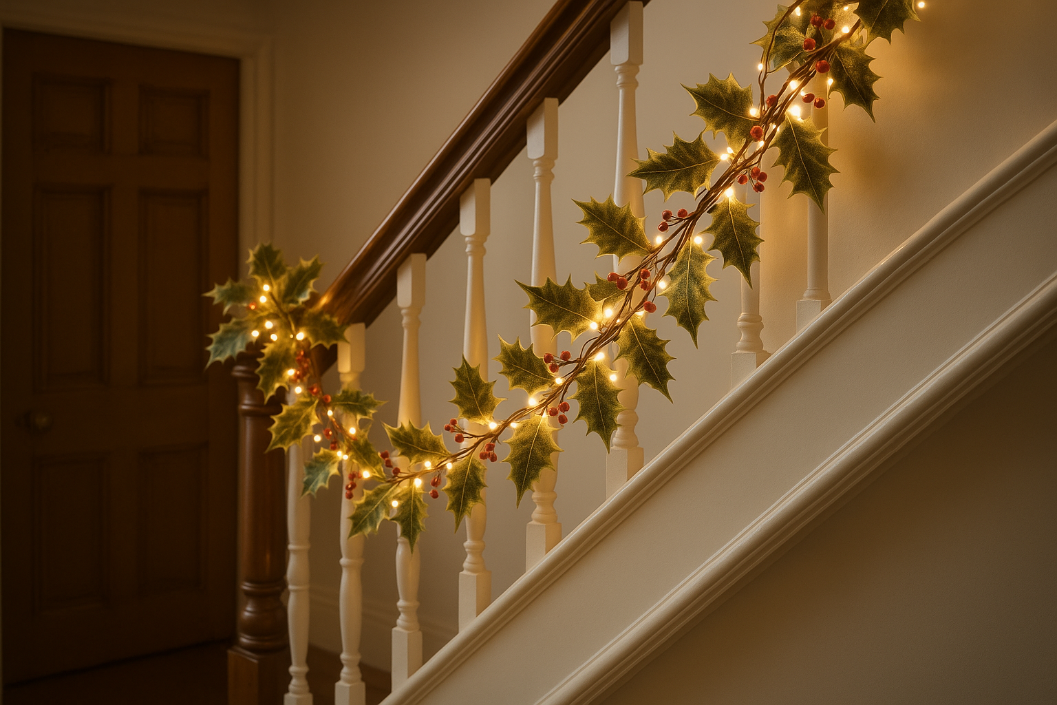 Staircase banister garland