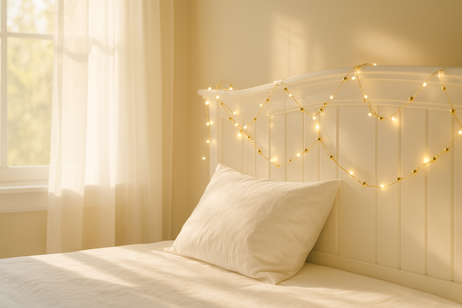 Sun-filled bedroom with morning light