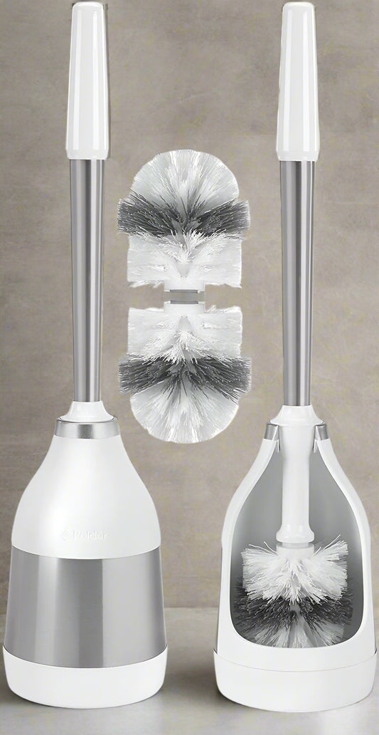 Stainless Steel Toilet Brush  2 Pack + 2 Replacement Brush Heads