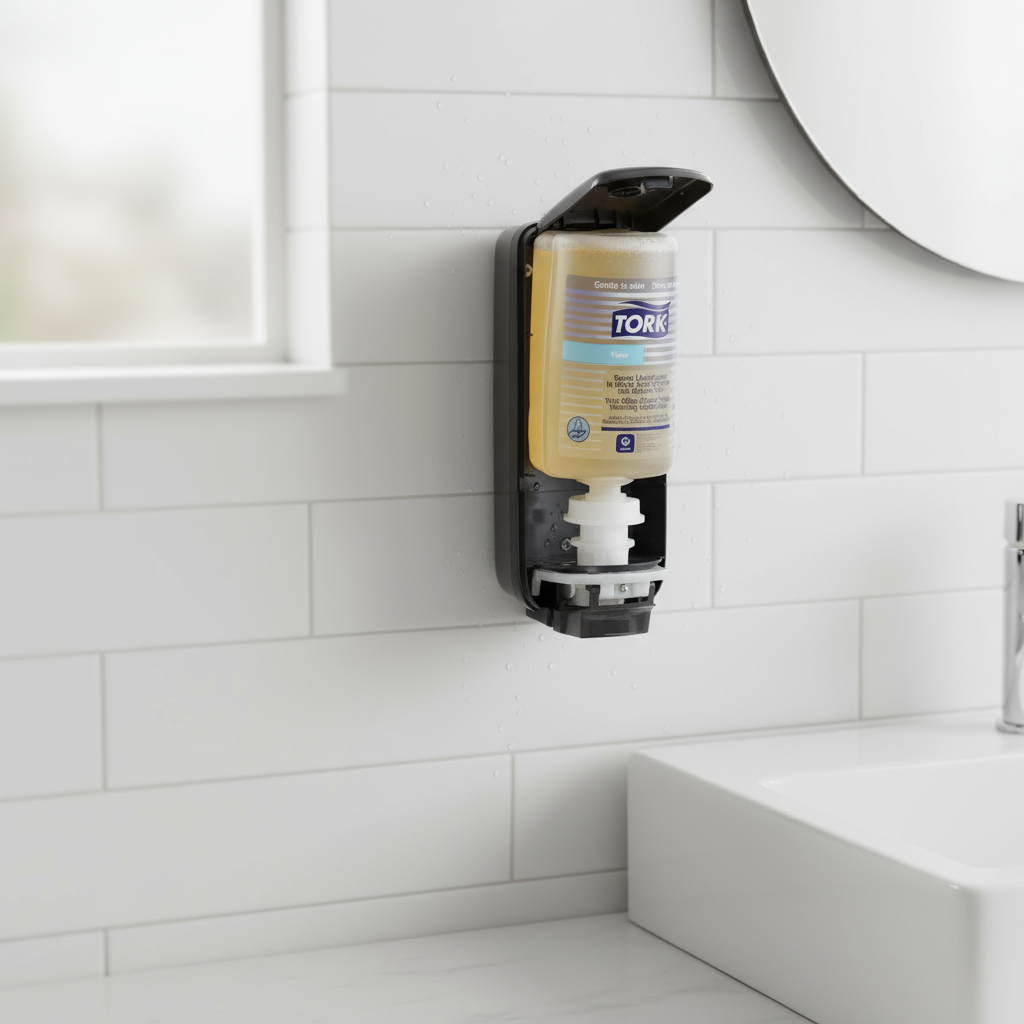 Tork soap in modern bathroom