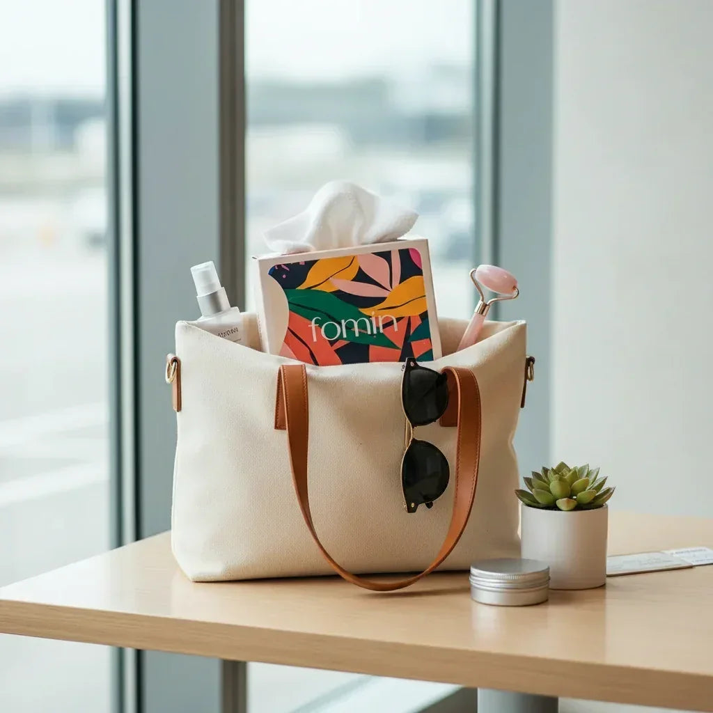 Travel bag with face towels