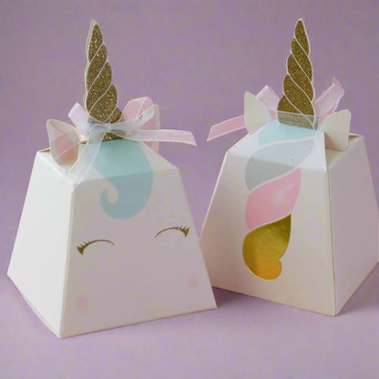 Unicorn Gift Box - Magical Party Favor Box with Gold Horn